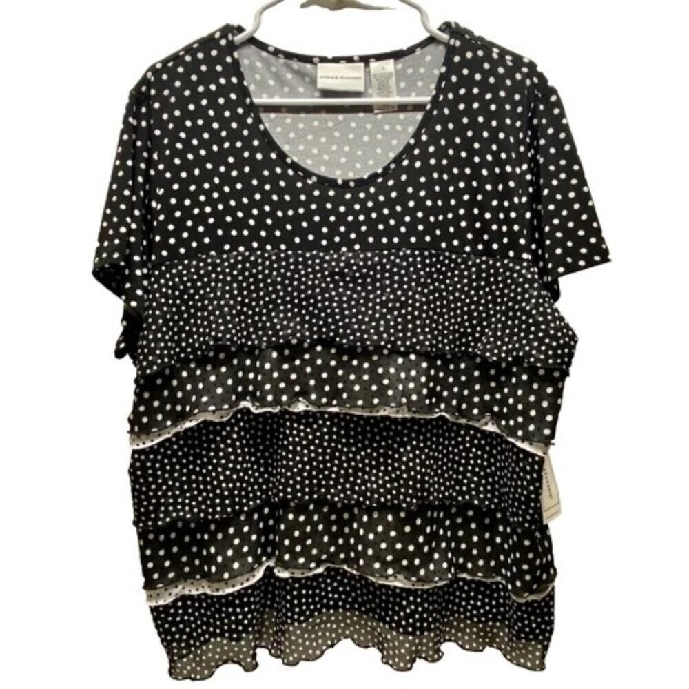 Alfred Dunner Spring Bliss Blouse Large Multicolor Layered Semi Sheer‎ $50 NWT
